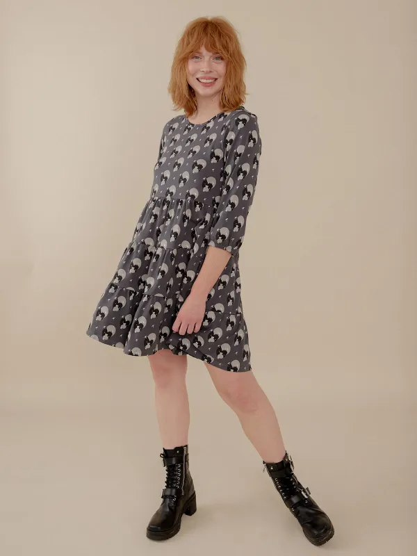 Bellini Long Sleeve Dress - Vase Cluster Graphite made by Mata Traders