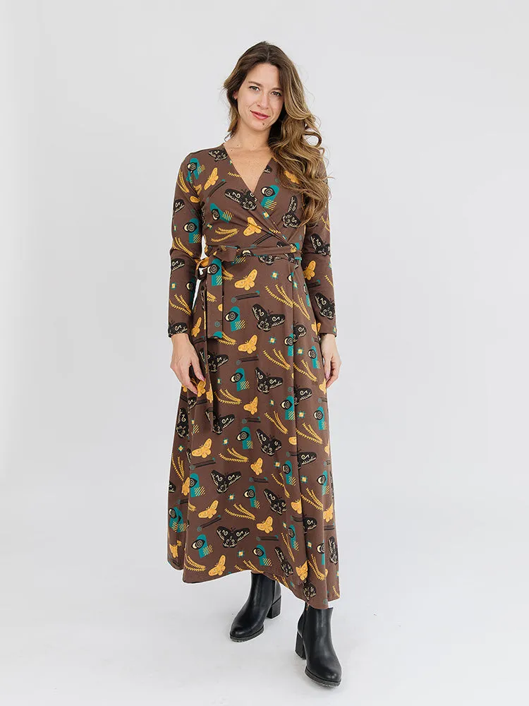 Katie Maxi Wrap Dress - Autumn Quilt sold by Mata Traders