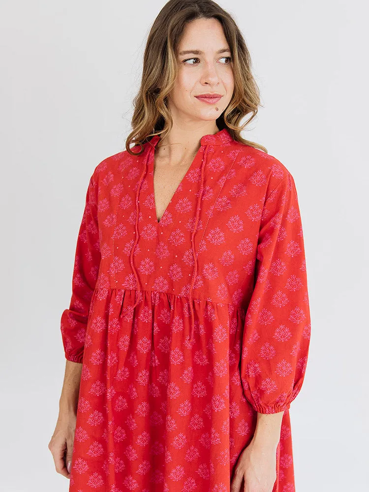 Sohla Mini Dress - Floral Stamp Red sold by Mata Traders product image thumbnail 2