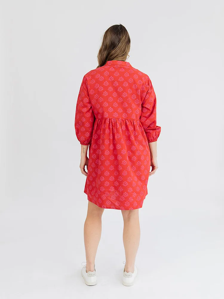 Sohla Mini Dress - Floral Stamp Red sold by Mata Traders product image thumbnail 4