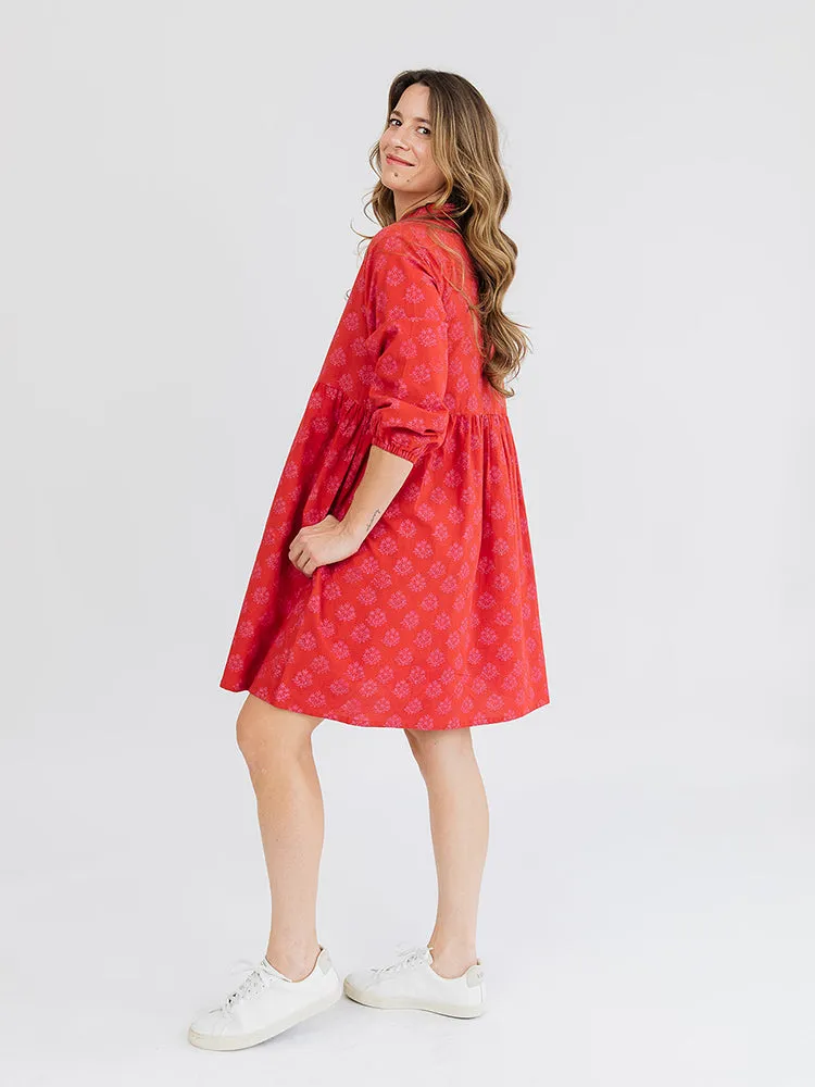 Sohla Mini Dress - Floral Stamp Red sold by Mata Traders product image thumbnail 3