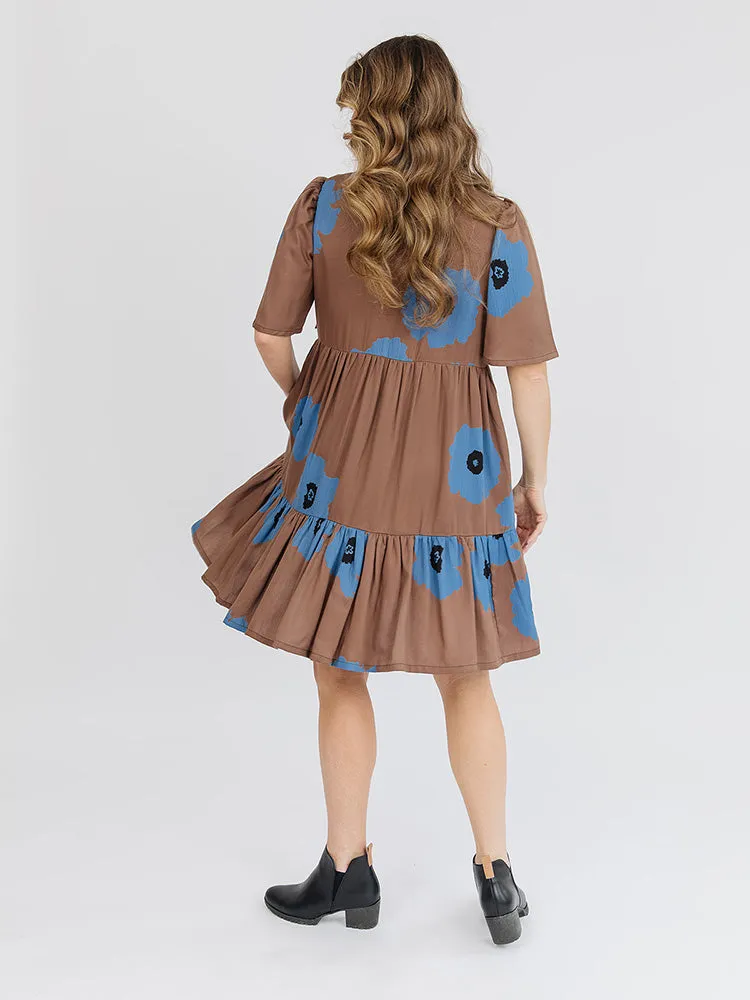 Adelaide Tiered Mini Dress - Dark Oak sold by Mata Traders product image thumbnail 4