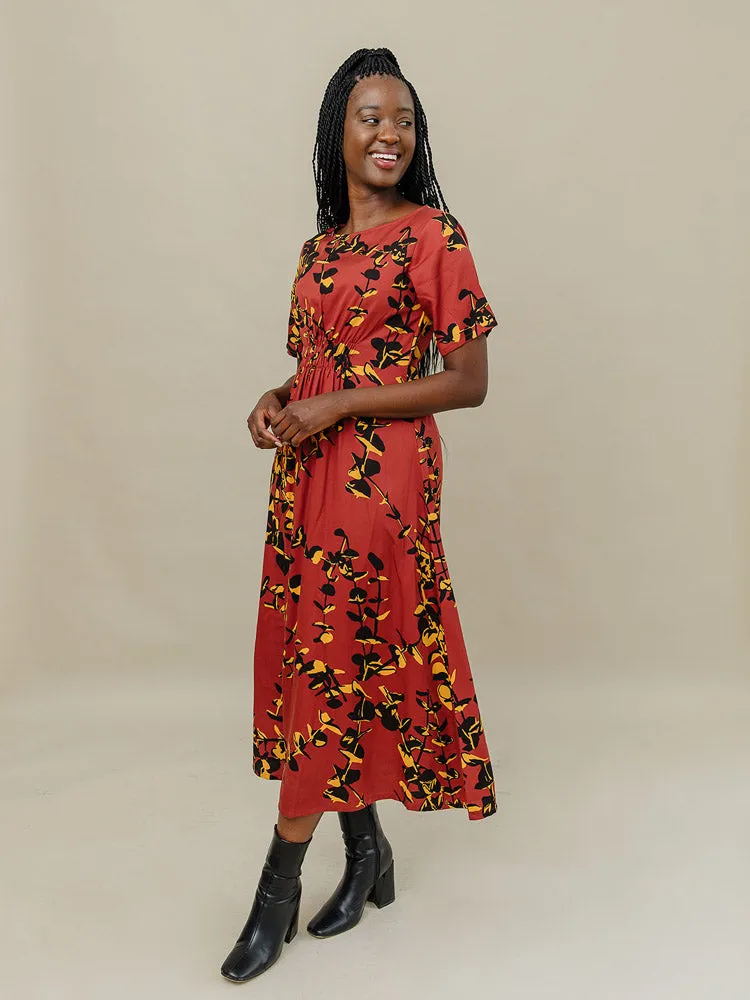 Artsy Traveler Midi Dress - Eucalyptus Spice sold by Mata Traders