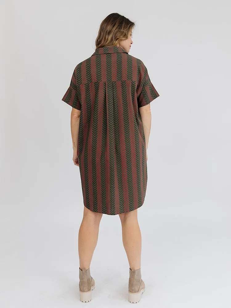 Chennai Mini Dress - Chevron Fern Red sold by Mata Traders product image thumbnail 3