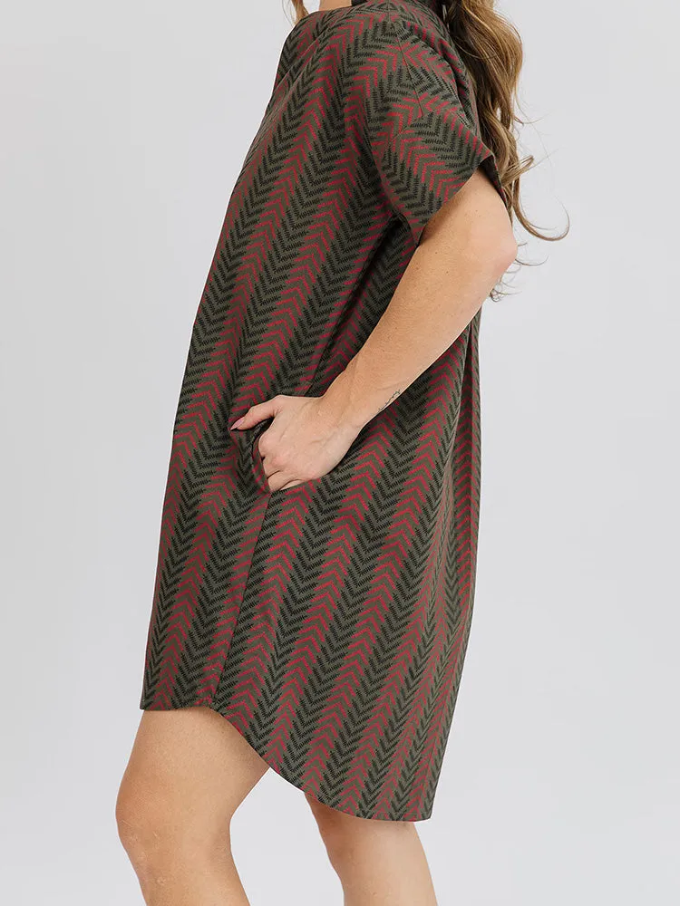 Chennai Mini Dress - Chevron Fern Red sold by Mata Traders product image thumbnail 2