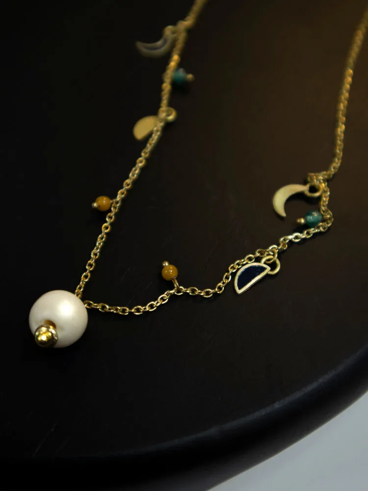 Enamel Moon Necklace - Black sold by Mata Traders product image thumbnail 3