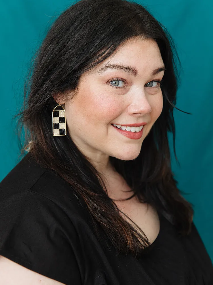 Checker Beaded Earrings - Black sold by Mata Traders product image thumbnail 3