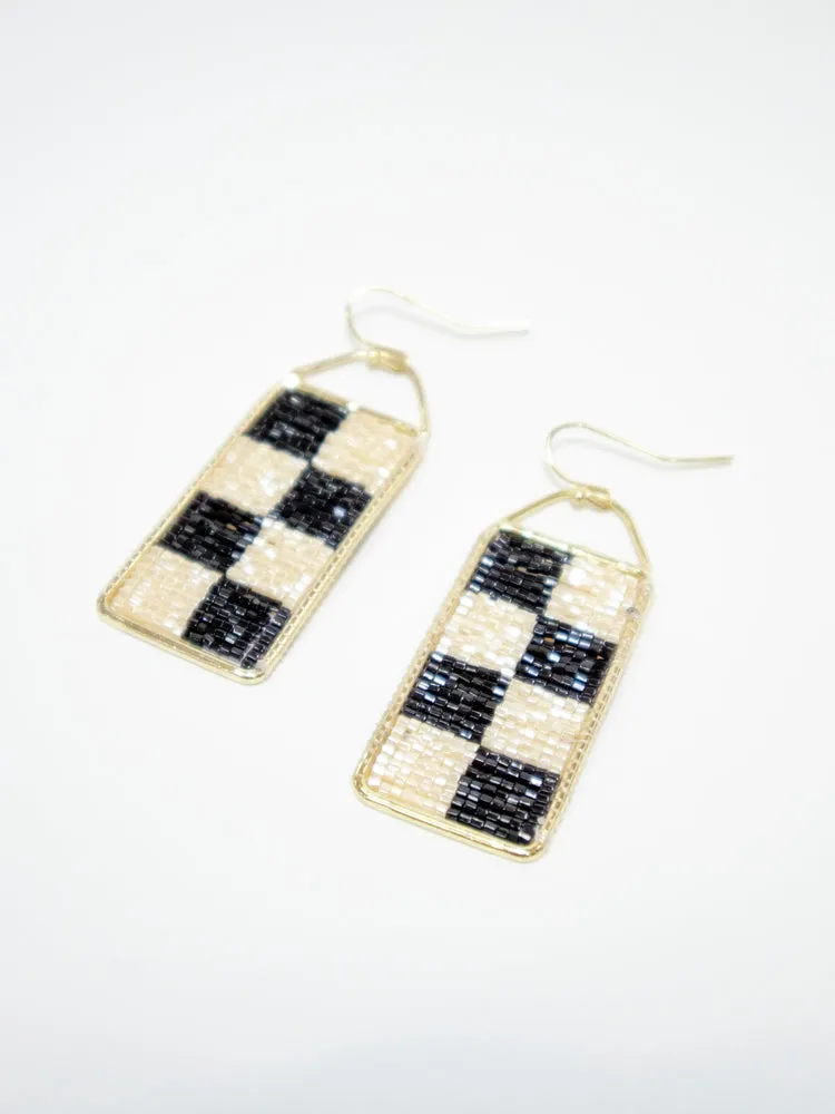 Checker Beaded Earrings - Black sold by Mata Traders product image thumbnail 4