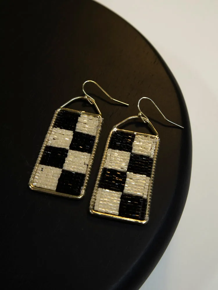 Checker Beaded Earrings - Black sold by Mata Traders product image thumbnail 5