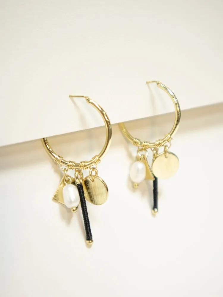 Multi Charm Hoop Earrings - Gold sold by Mata Traders product image thumbnail 3