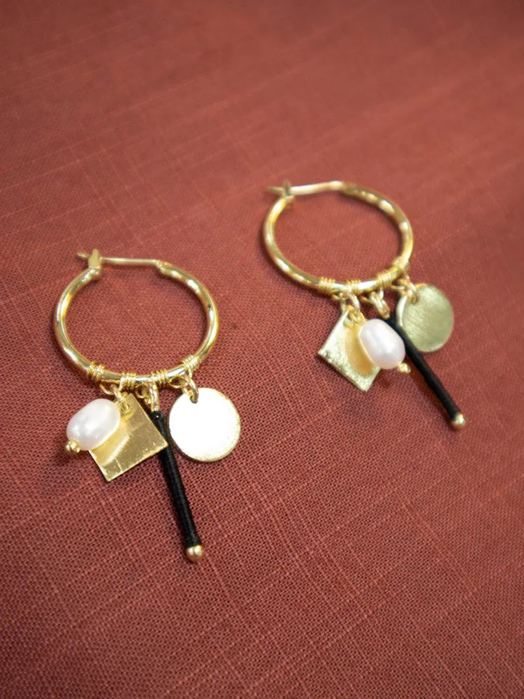 Multi Charm Hoop Earrings - Gold sold by Mata Traders product image thumbnail 2