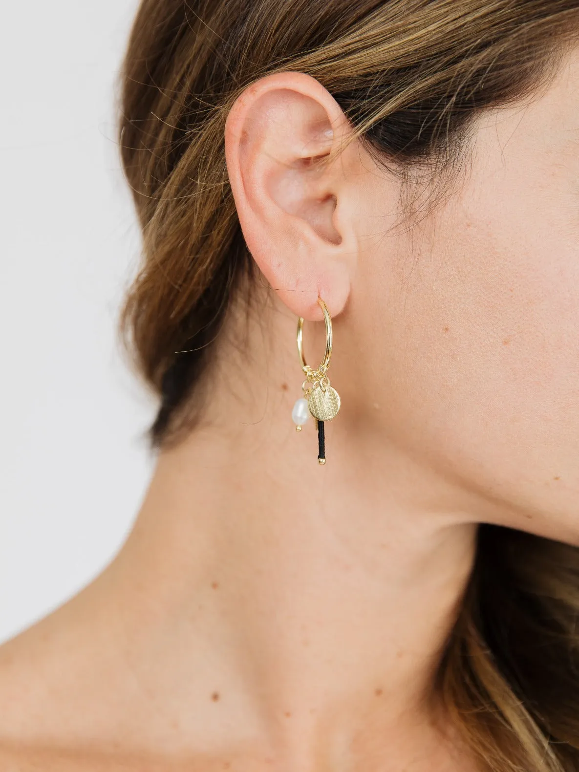 Multi Charm Hoop Earrings - Gold sold by Mata Traders