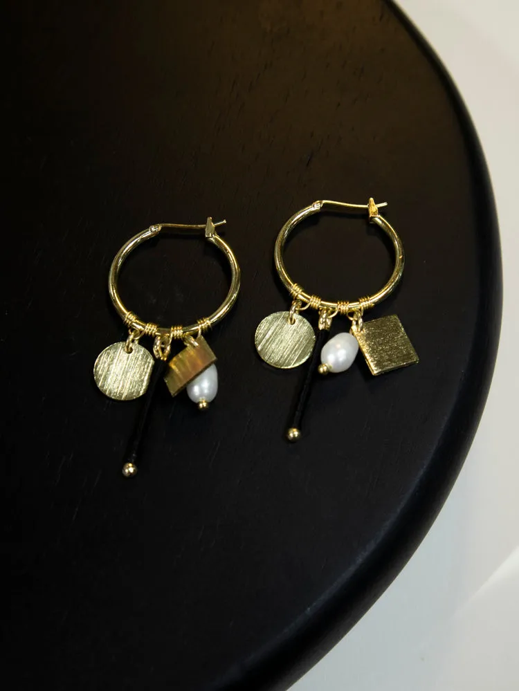 Multi Charm Hoop Earrings - Gold sold by Mata Traders product image thumbnail 5