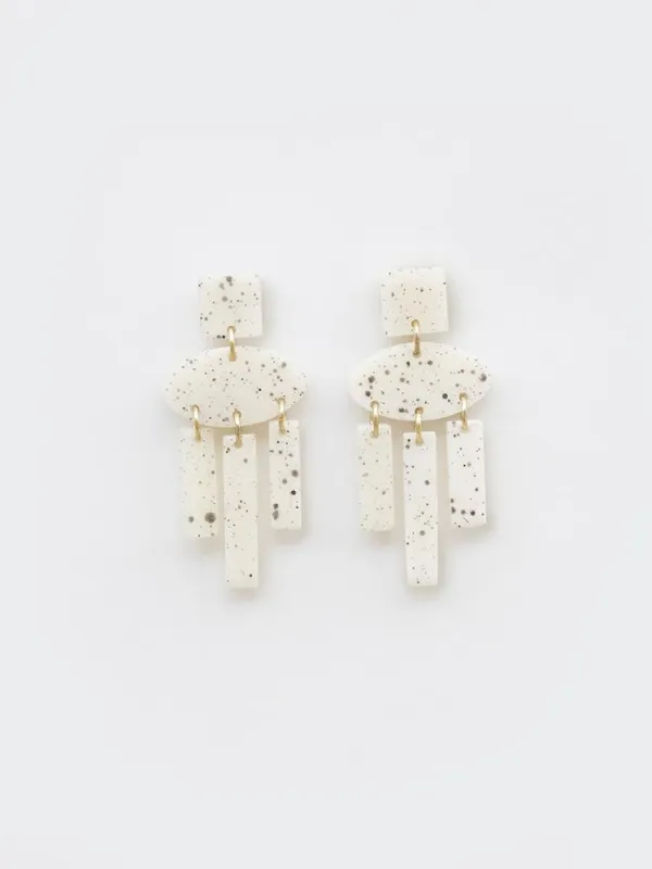Dappled Shapes Earrings - White sold by Mata Traders