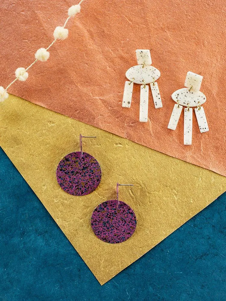 Dappled Shapes Earrings - White sold by Mata Traders product image thumbnail 3
