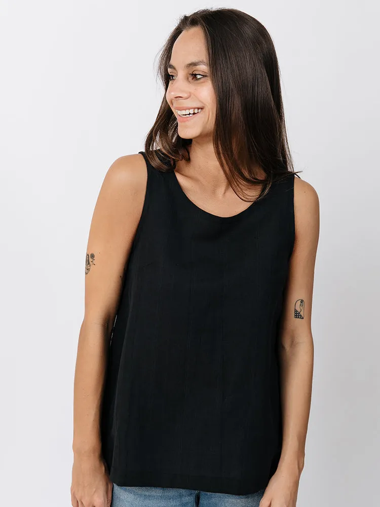 Melissa Tank - Black Linen sold by Mata Traders product image thumbnail 3