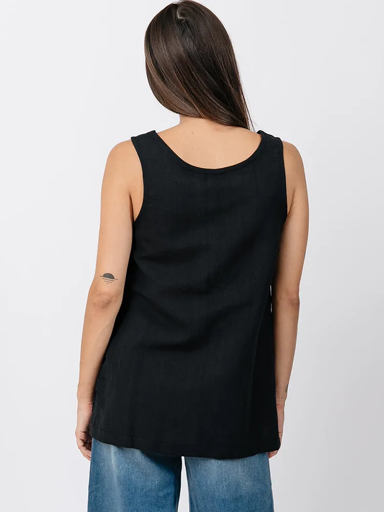 Melissa Tank - Black Linen sold by Mata Traders product image thumbnail 2