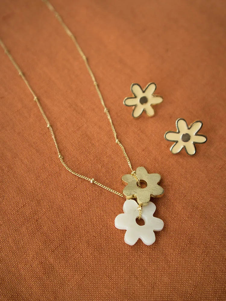 Layered Flower Necklace - Gold sold by Mata Traders product image thumbnail 5