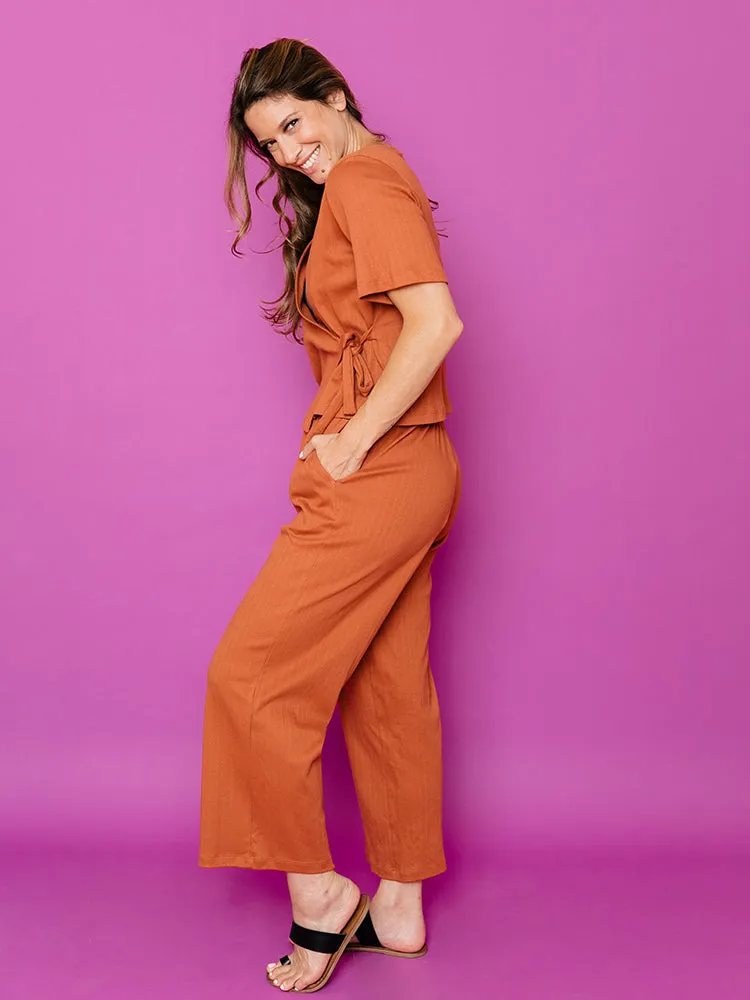 Fae Wide Leg Pant- Sandstone Rib Knit sold by Mata Traders product image thumbnail 2