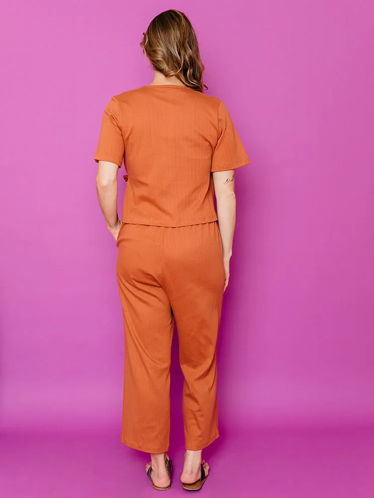 Fae Wide Leg Pant- Sandstone Rib Knit sold by Mata Traders product image thumbnail 4