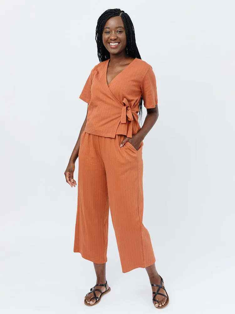 Fae Wide Leg Pant- Sandstone Rib Knit sold by Mata Traders