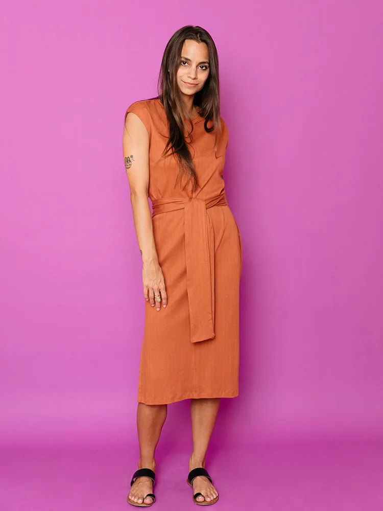 Sasha Shift Dress - Sandstone Rib Knit sold by Mata Traders