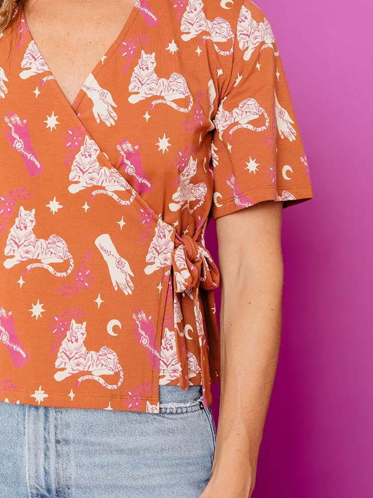 Marley Boxy Wrap Top - Orchid Tigress sold by Mata Traders product image thumbnail 3