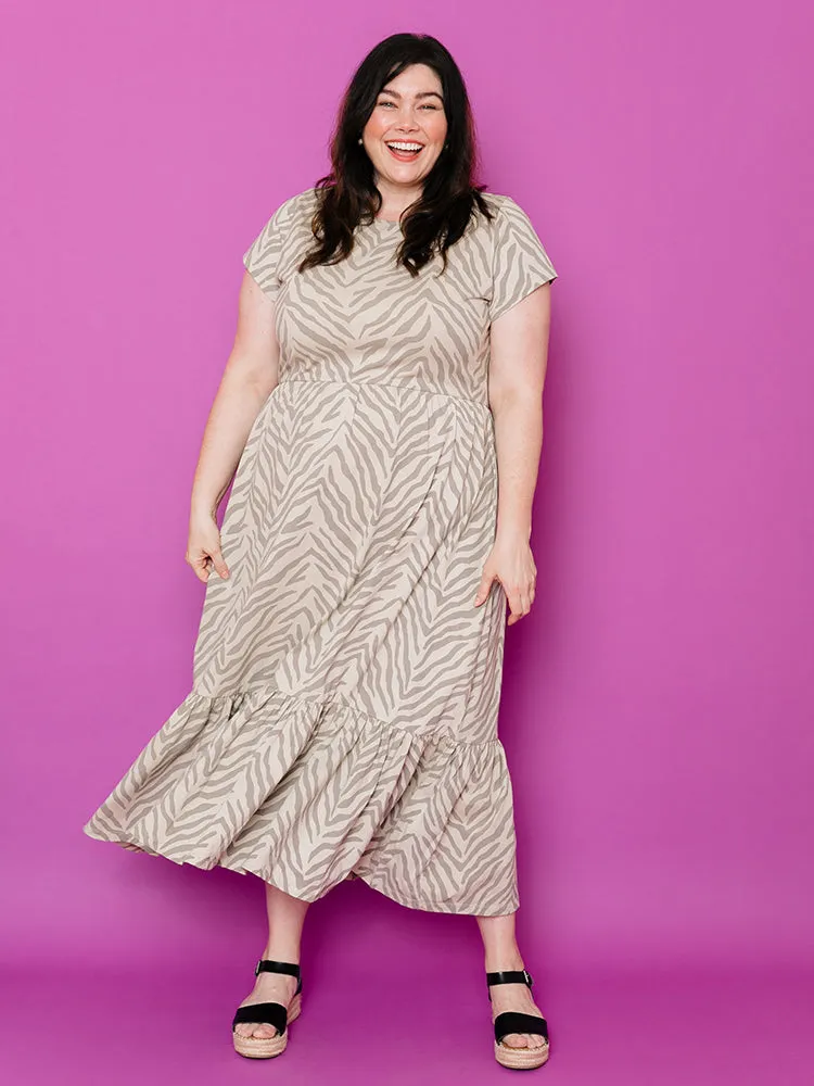 Randi Plus Size Midi Dress - Savanna Stripe sold by Mata Traders