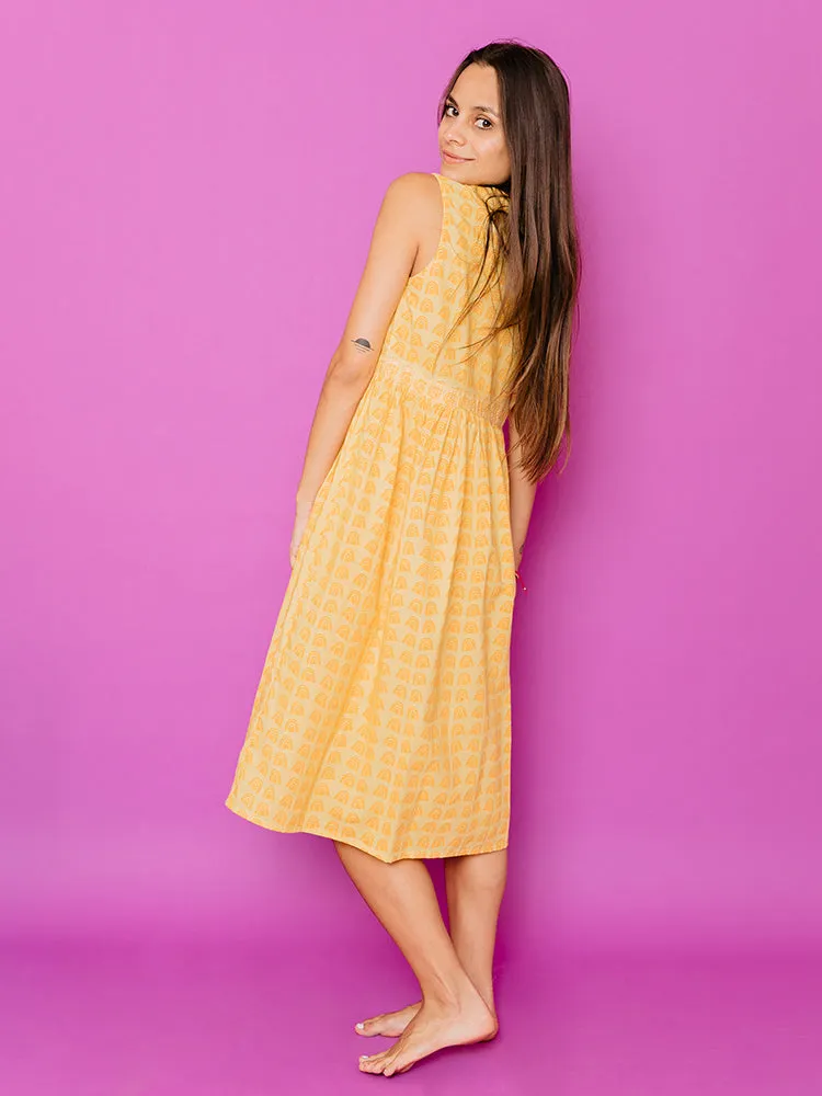 Melody Midi Dress - Sunny Stripes Yellow sold by Mata Traders