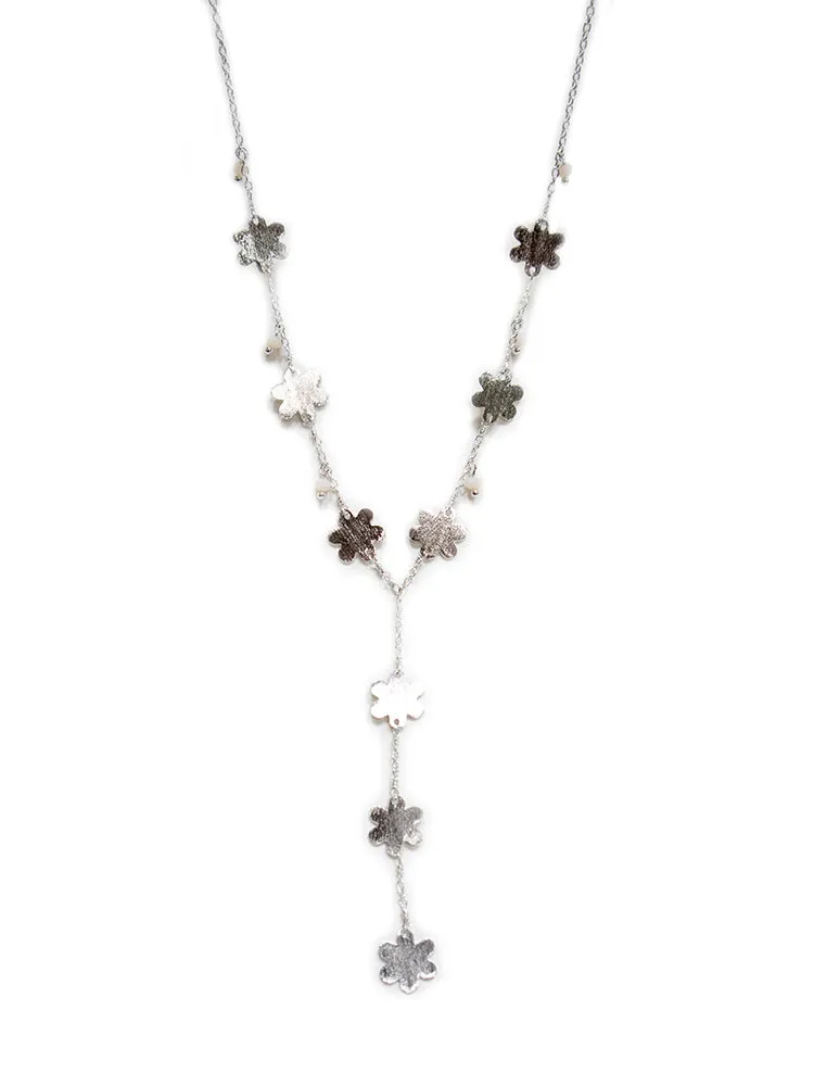 Petite Flower Lariat Necklace - Silver sold by Mata Traders product image thumbnail 2