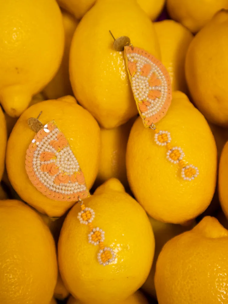 Slice Dangle Earrings - Orange sold by Mata Traders product image thumbnail 2