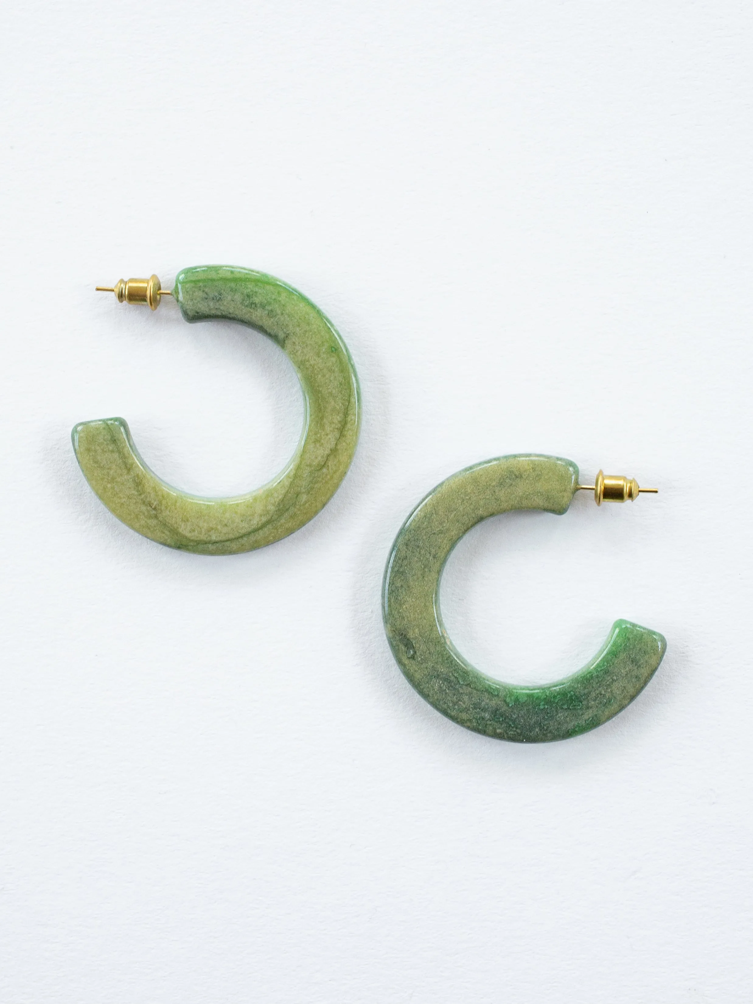 Jade Hoop Earrings - Green sold by Mata Traders product image thumbnail 5