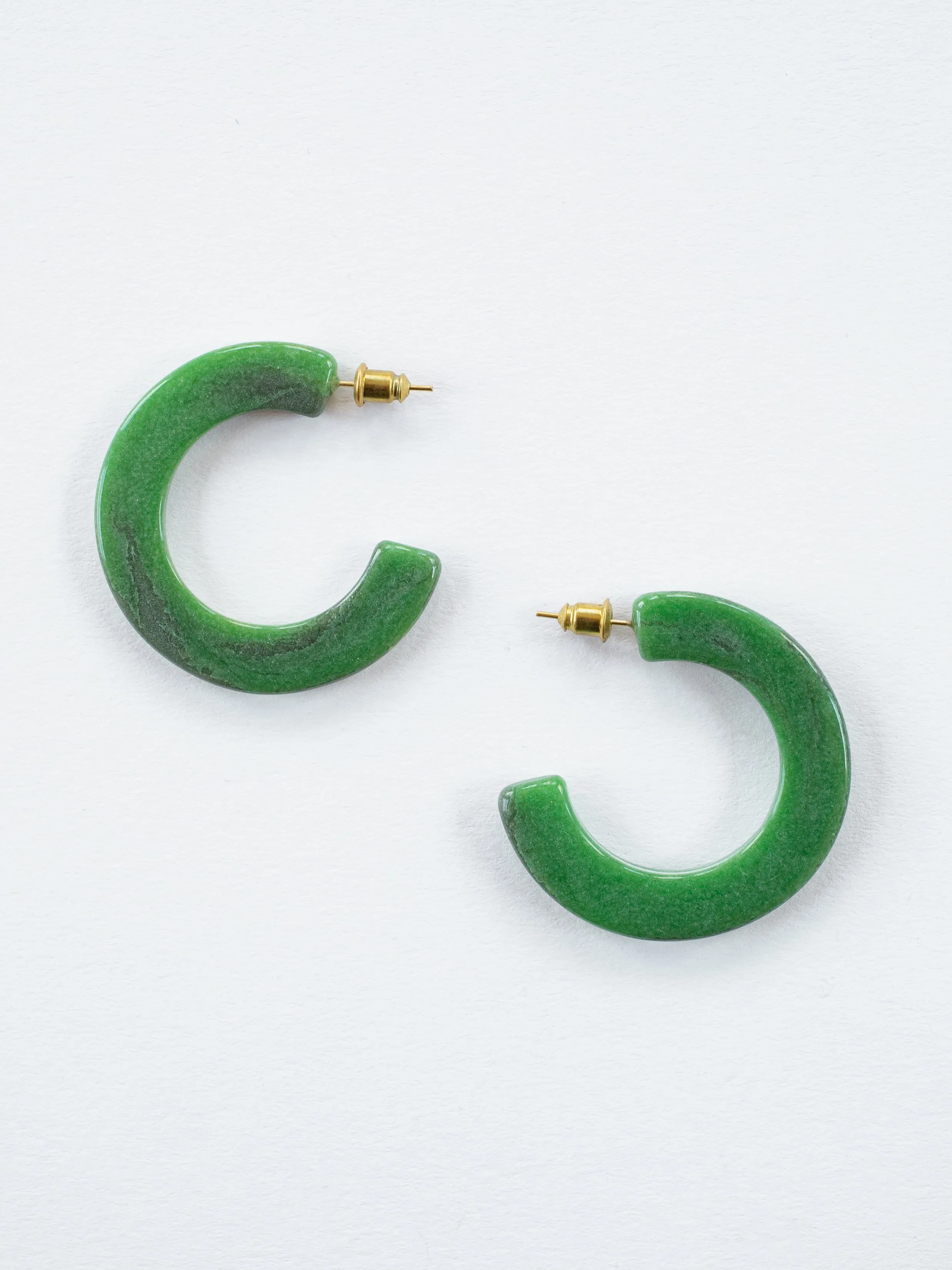 Jade Hoop Earrings - Green sold by Mata Traders product image thumbnail 4
