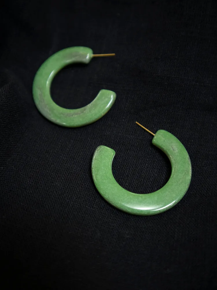 Jade Hoop Earrings - Green sold by Mata Traders product image thumbnail 3