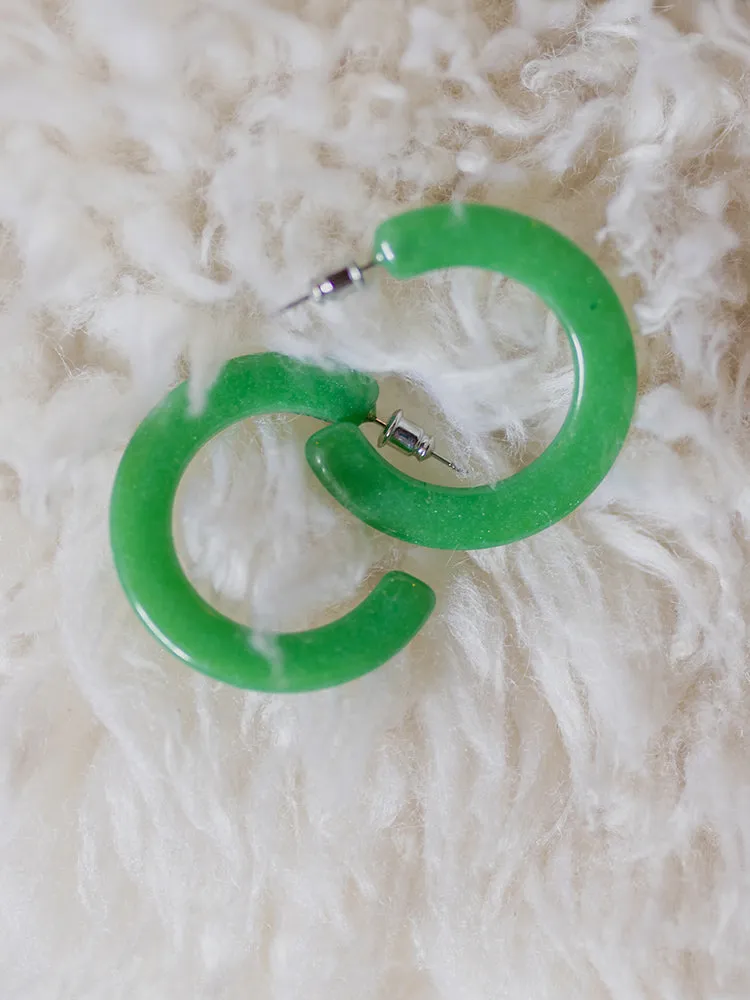 Jade Hoop Earrings - Green sold by Mata Traders