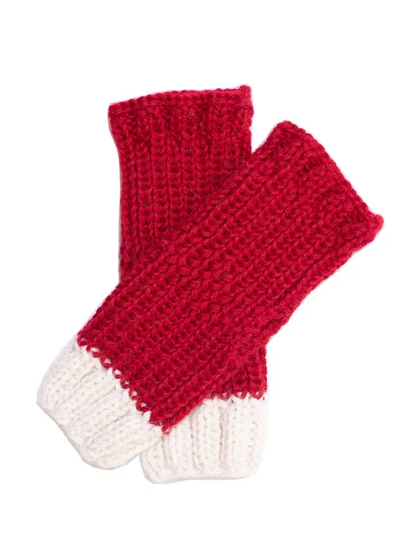 Pampa Fingerless Gloves by Awamaki - Pomegranate sold by Mata Traders