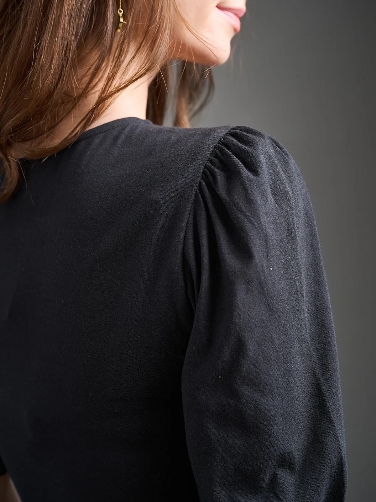 Inez Bubble Sleeve Dress - Black Jersey sold by Mata Traders product image thumbnail 2