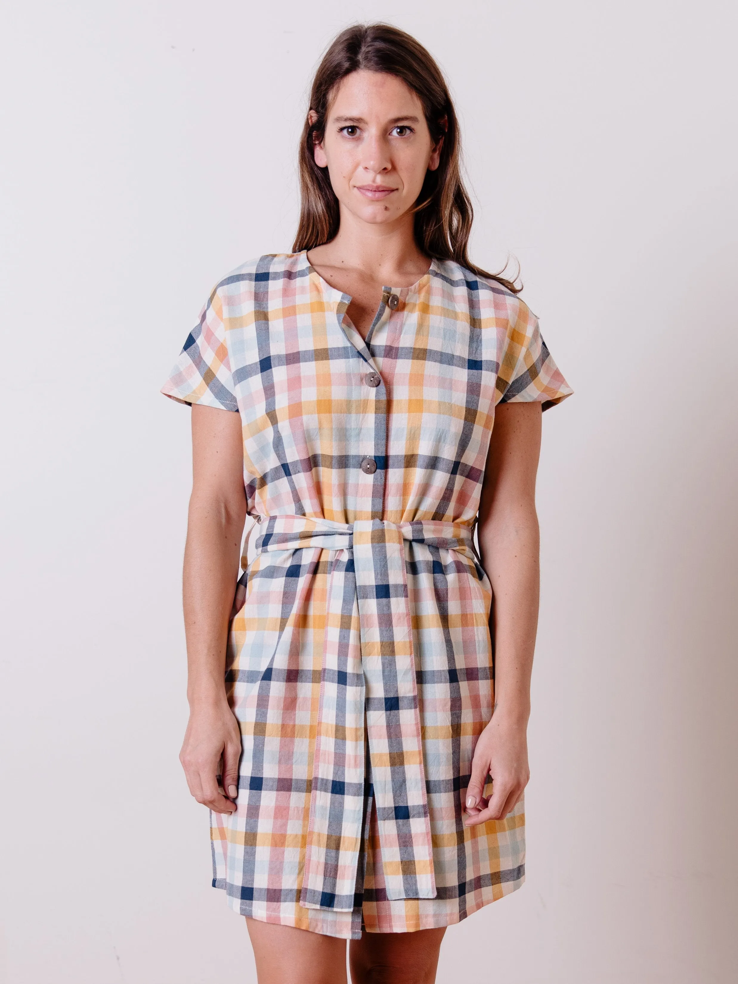 Renee Dress - Multi Gingham sold by Mata Traders