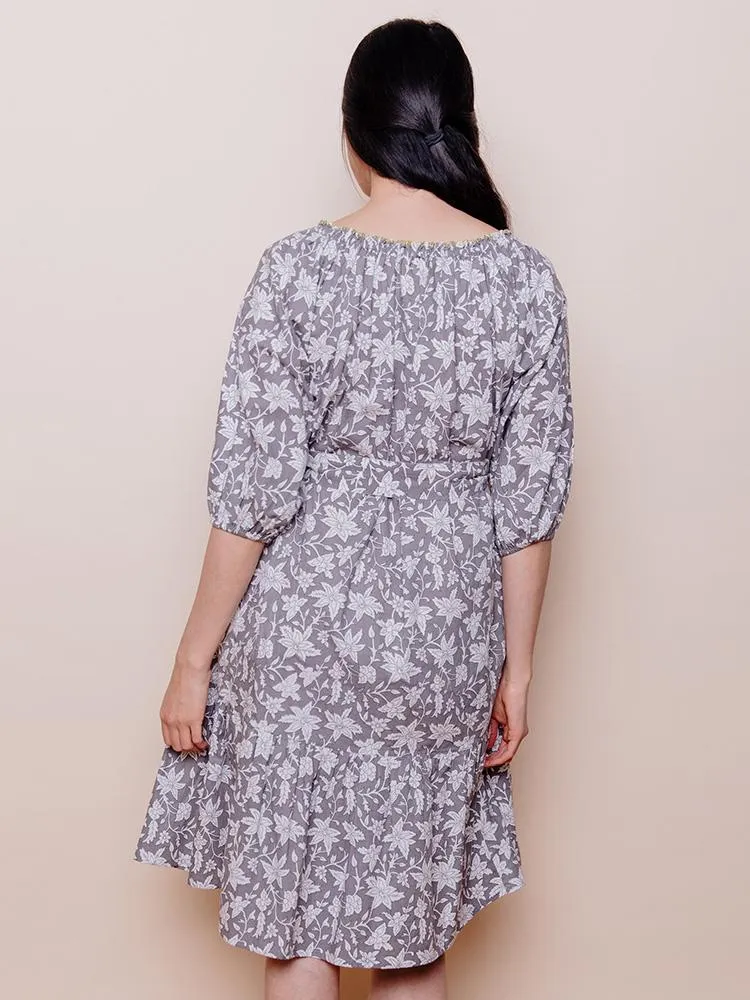Marnie Dress - Grey Floral sold by Mata Traders product image thumbnail 3