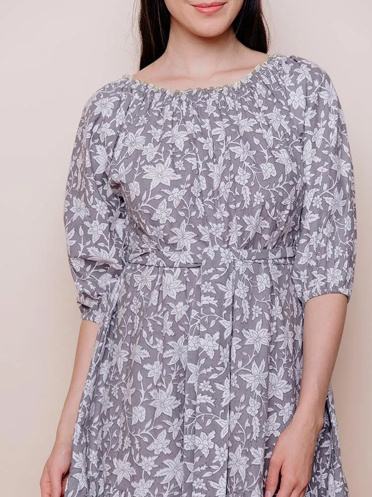 Marnie Dress - Grey Floral sold by Mata Traders product image thumbnail 2
