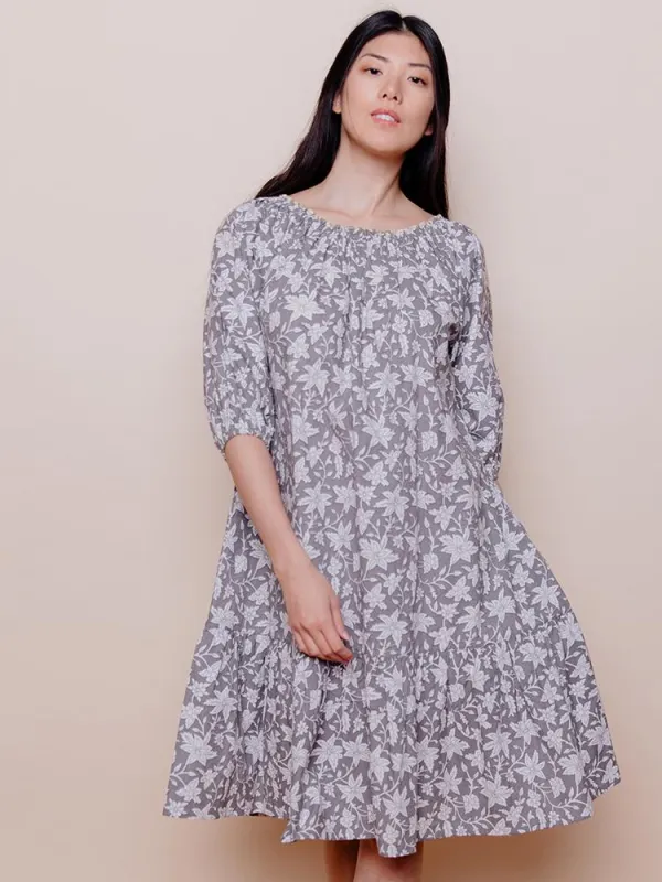 Marnie Dress - Grey Floral made by Mata Traders