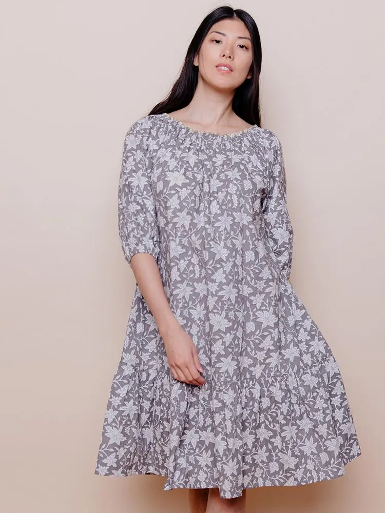 Marnie Dress - Grey Floral sold by Mata Traders