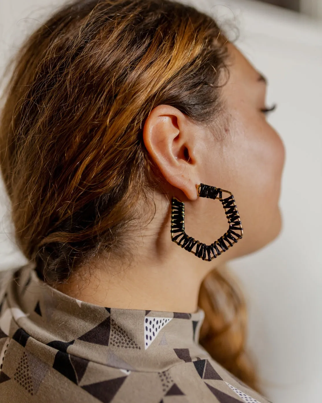 Piccadilly Earrings - Black sold by Mata Traders product image thumbnail 2