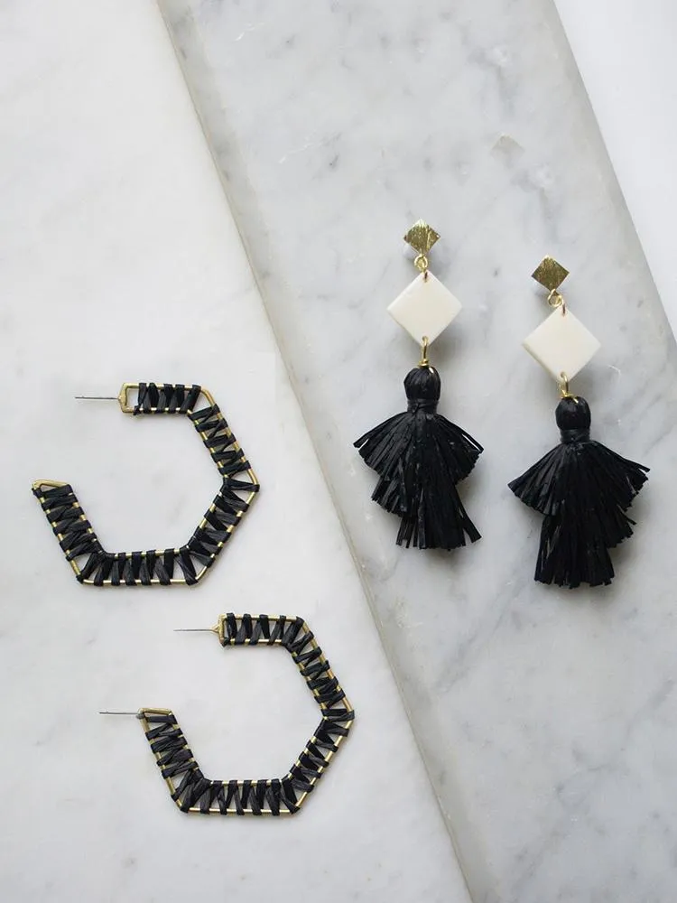 Piccadilly Earrings - Black sold by Mata Traders product image thumbnail 4