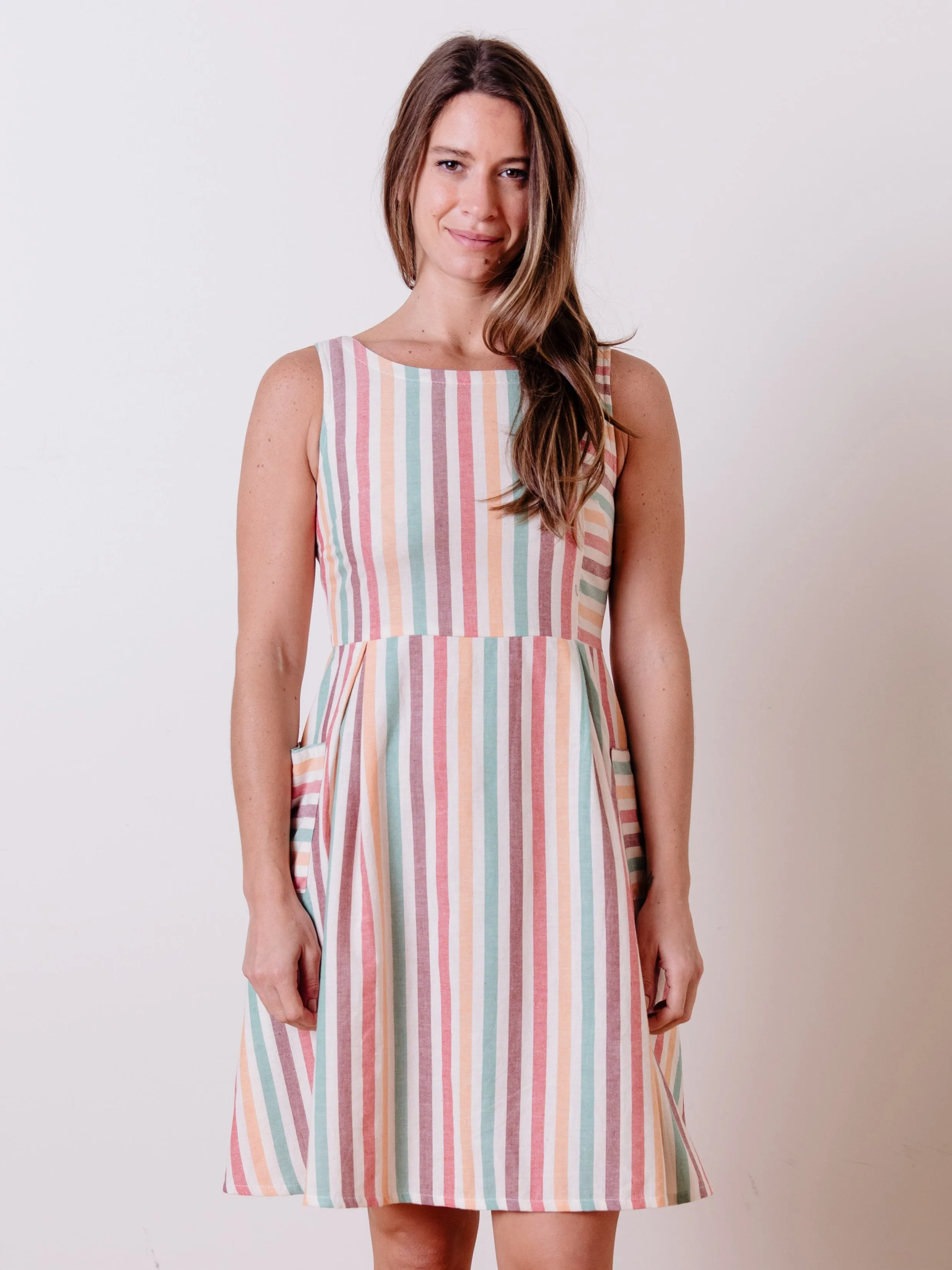 Vintage Panel Dress - Ice Cream Stripe sold by Mata Traders