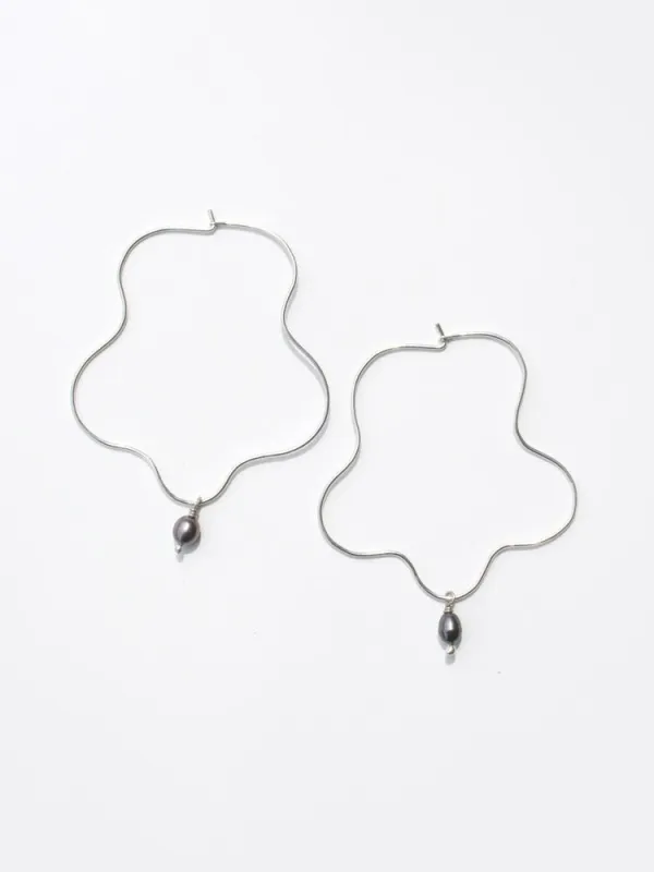 Sea Squiggle Hoops - Silver sold by Mata Traders