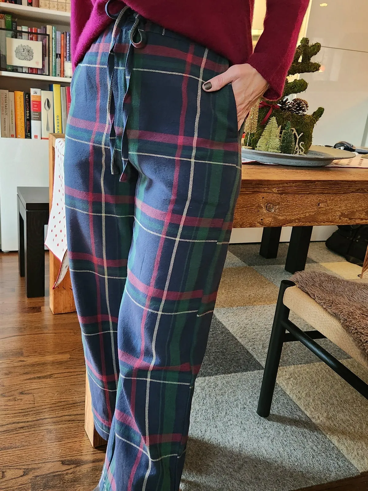 Emmy Drawstring Pant - Navy Berry Plaid sold by Mata Traders product image thumbnail 3