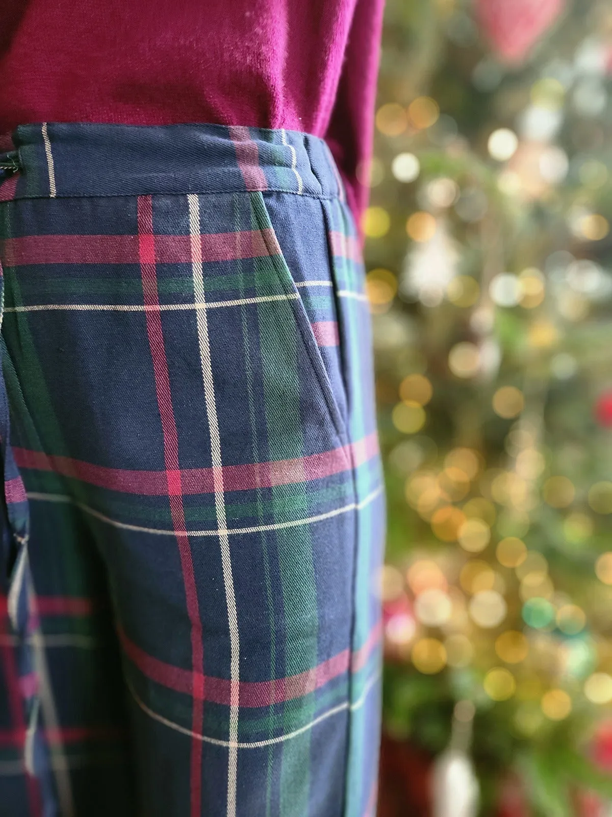 Emmy Drawstring Pant - Navy Berry Plaid sold by Mata Traders product image thumbnail 4