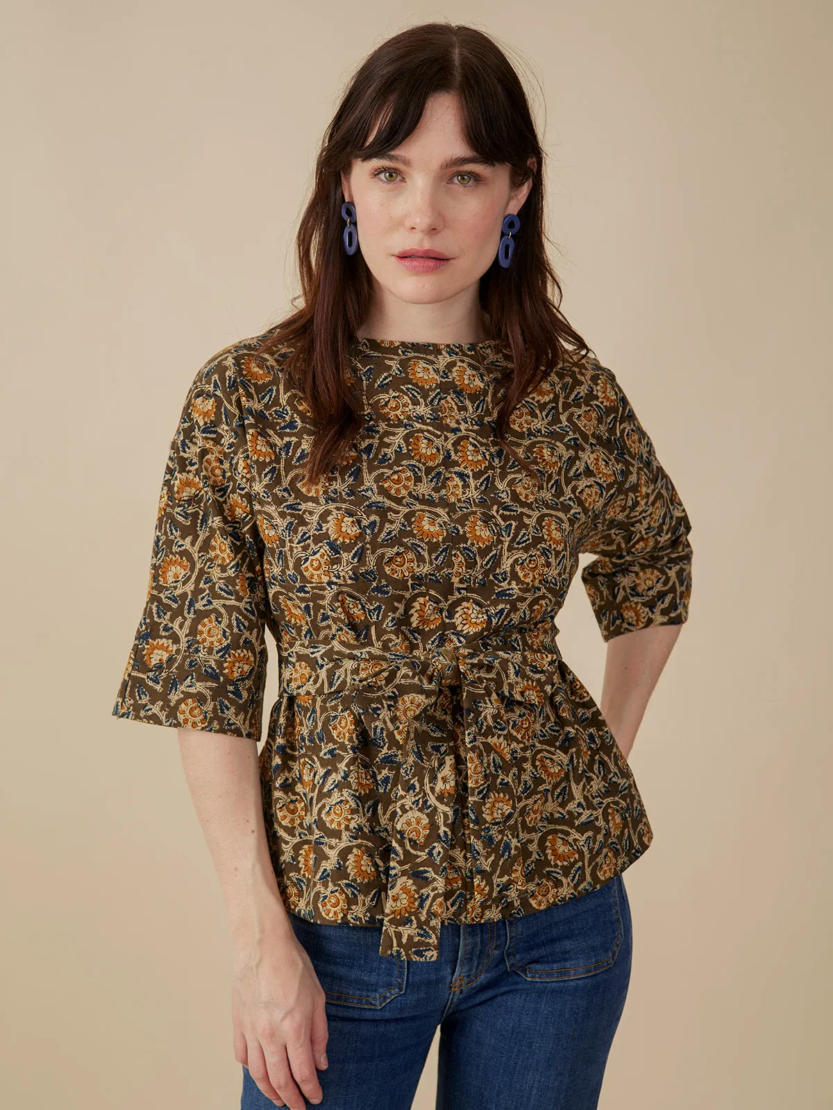 Ruth Top - Olive Kalamkari sold by Mata Traders product image thumbnail 2