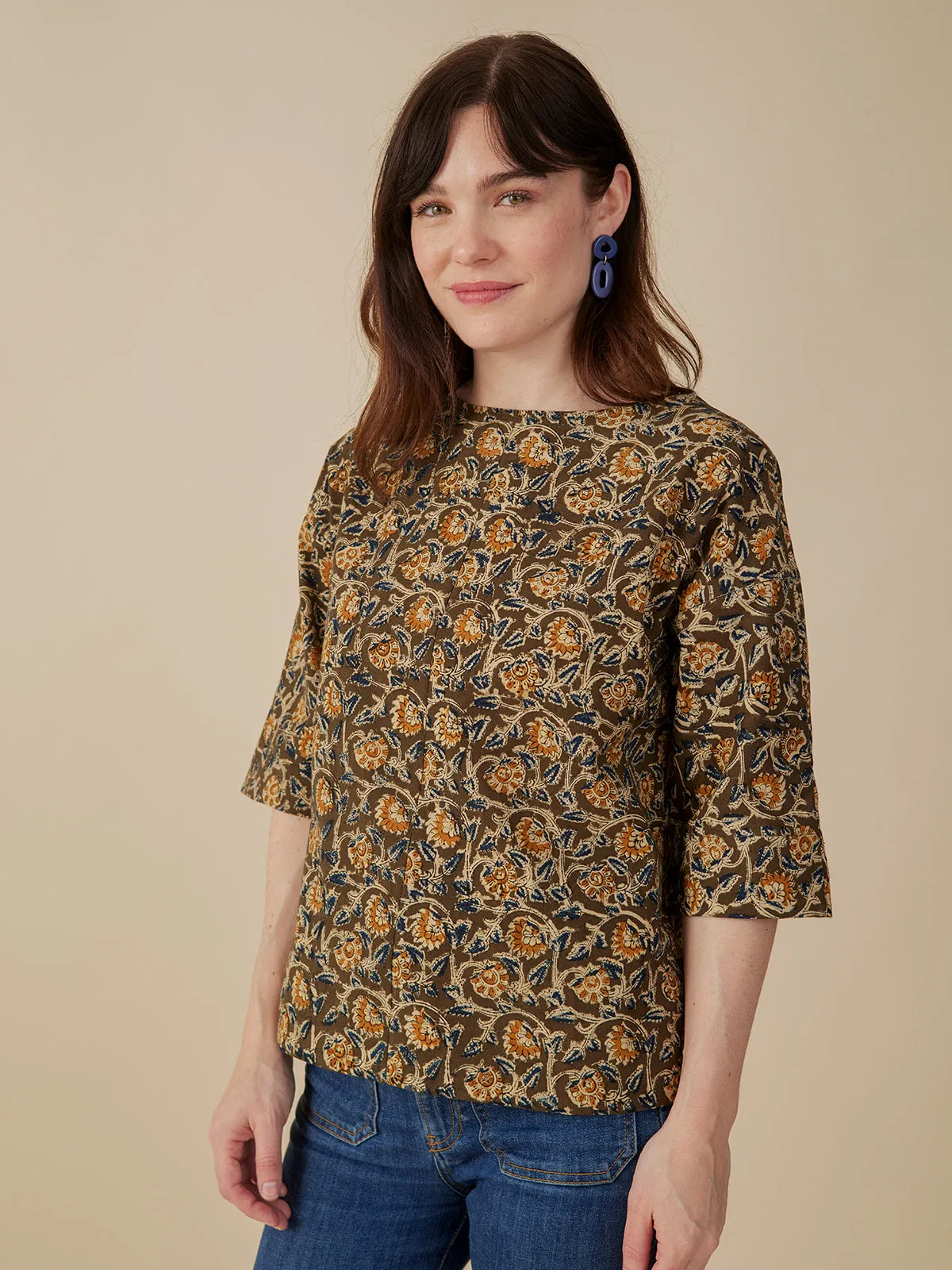Ruth Top - Olive Kalamkari sold by Mata Traders product image thumbnail 3